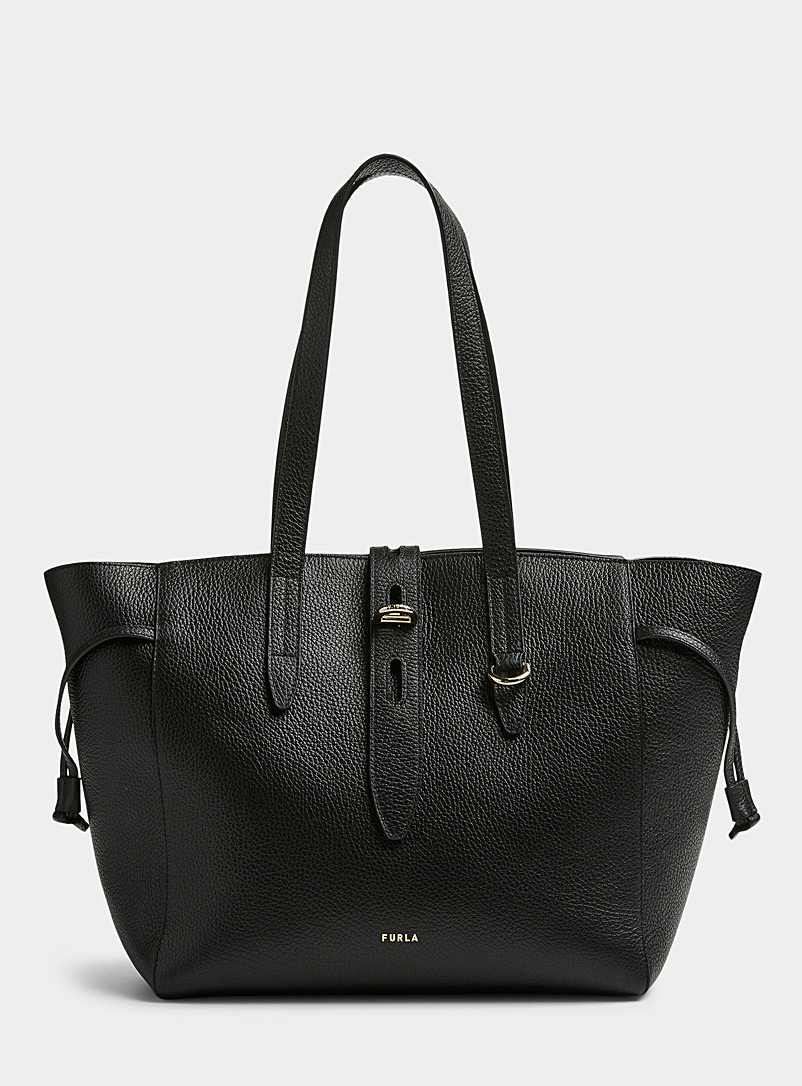 Furla Black Net pebbled leather tote for women