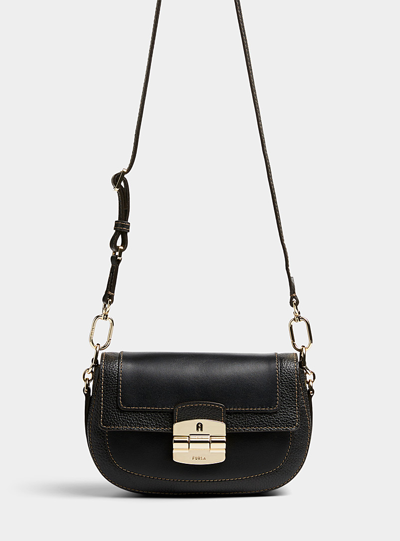 Furla Black Club 2 leather saddle bag for women