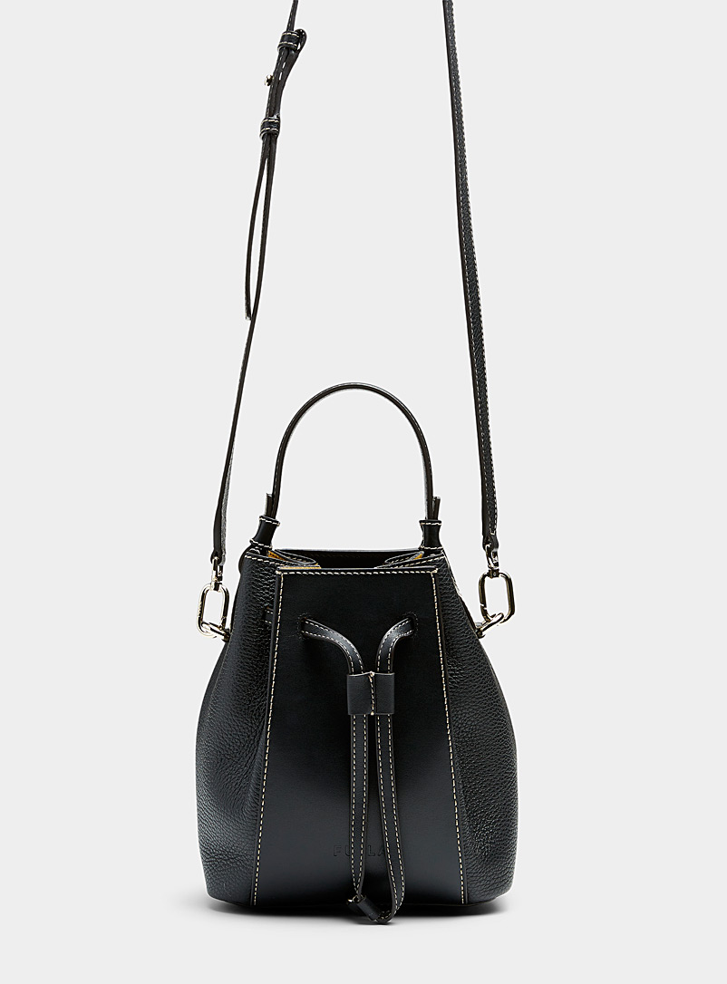 Furla Black Miastella leather bucket bag for women