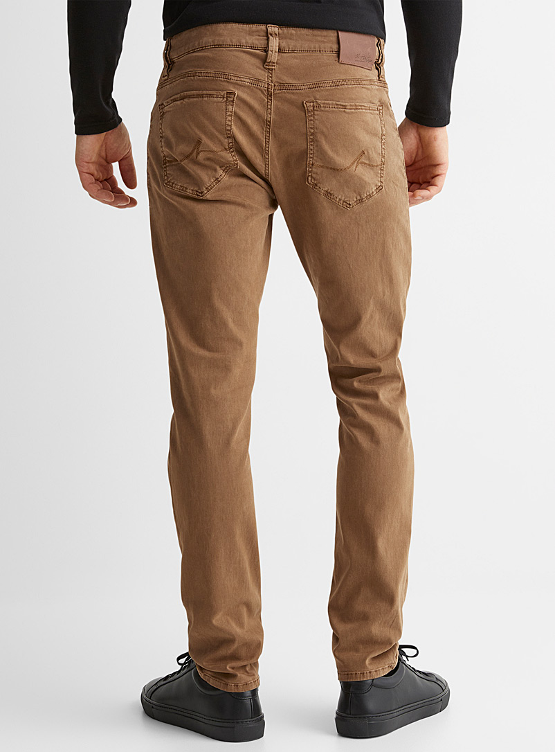 34 Heritage: Le pantalon twill Cool à 5 poches Coupe étroite Beige pâle pour homme