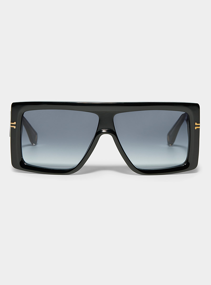 Marc Jacobs: Les lunettes de soleil carrées XL accent doré Noir pour femme