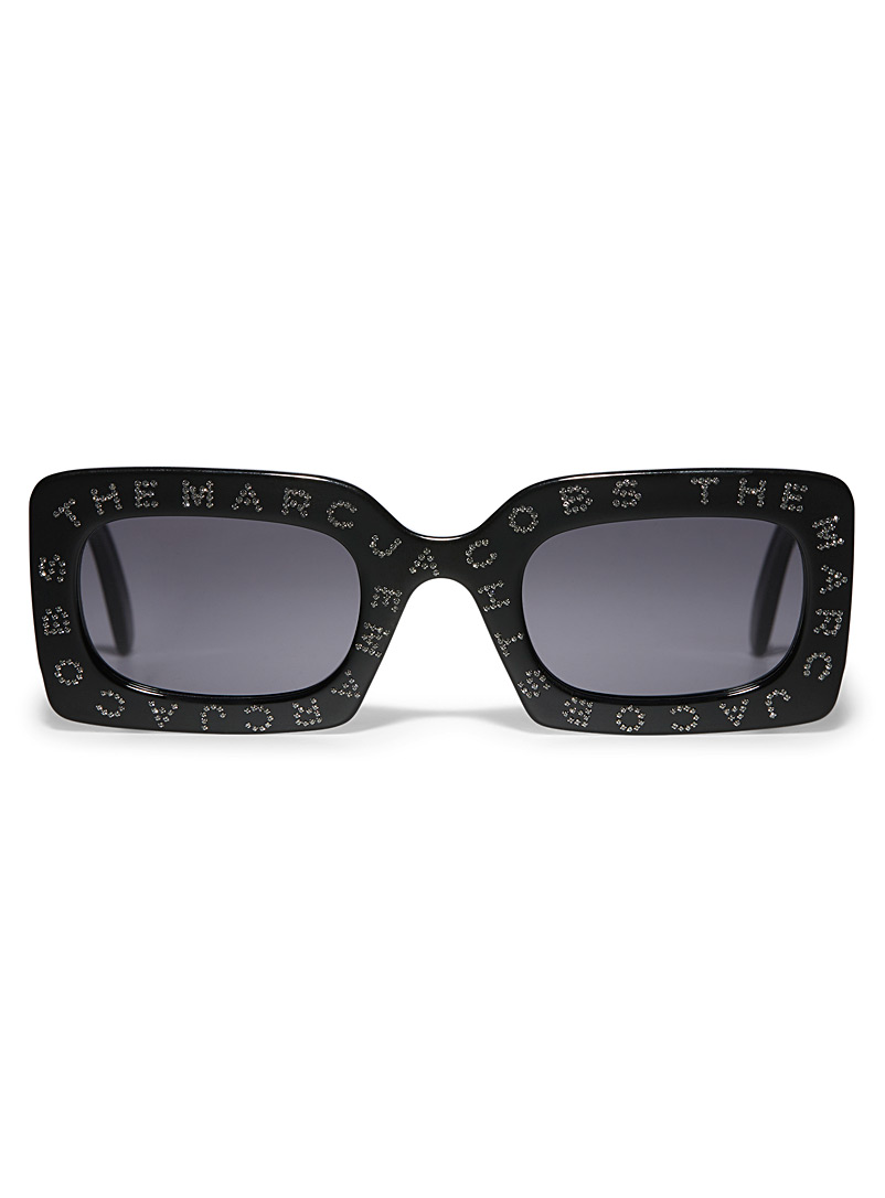 The Marc Jacobs: Les lunettes de soleil rectangulaires logo Noir pour femme