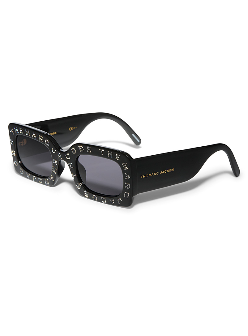 Marc Jacobs: Les lunettes de soleil rectangulaires logo Noir pour femme