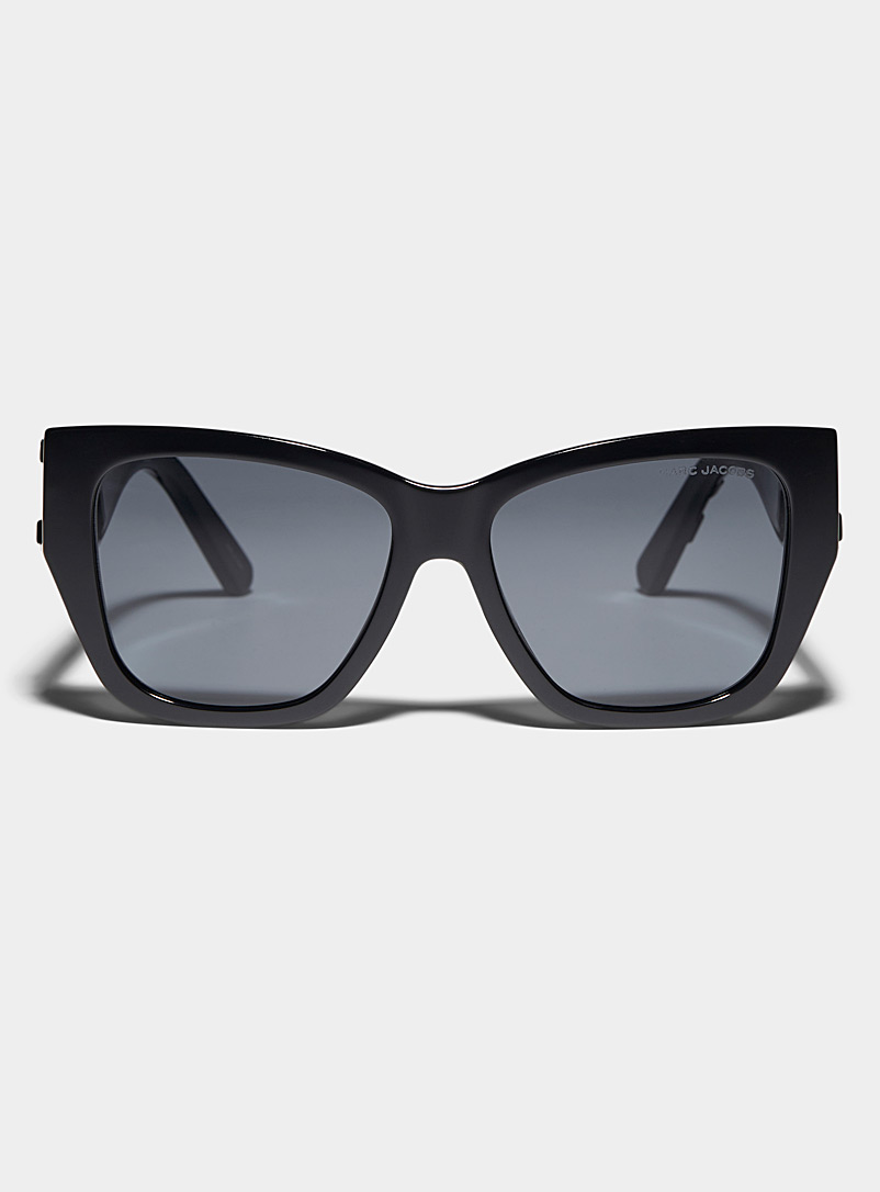 Marc Jacobs: Les lunettes de soleil carrées branches griffées Noir pour femme