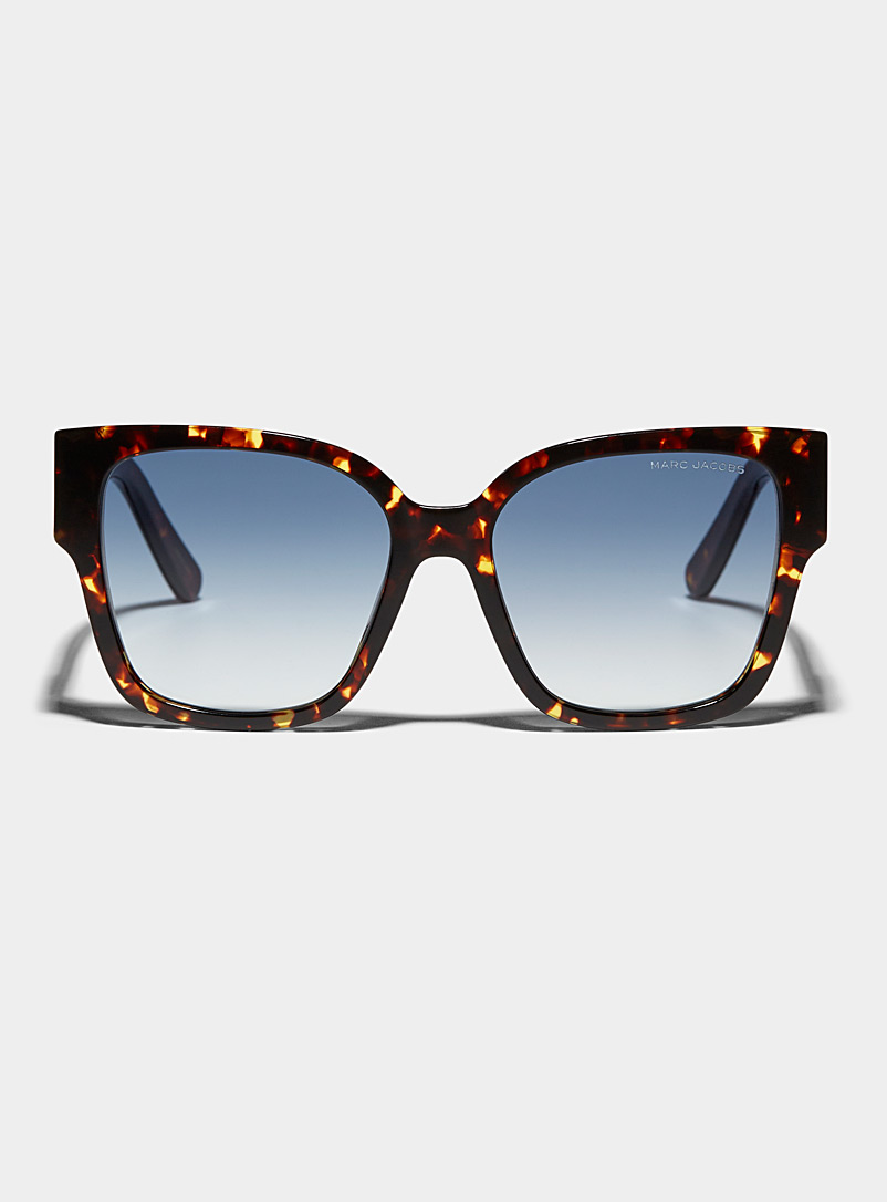 Marc Jacobs: Les lunettes de soleil carrées monogramme ajouré Brun pâle-taupe pour femme