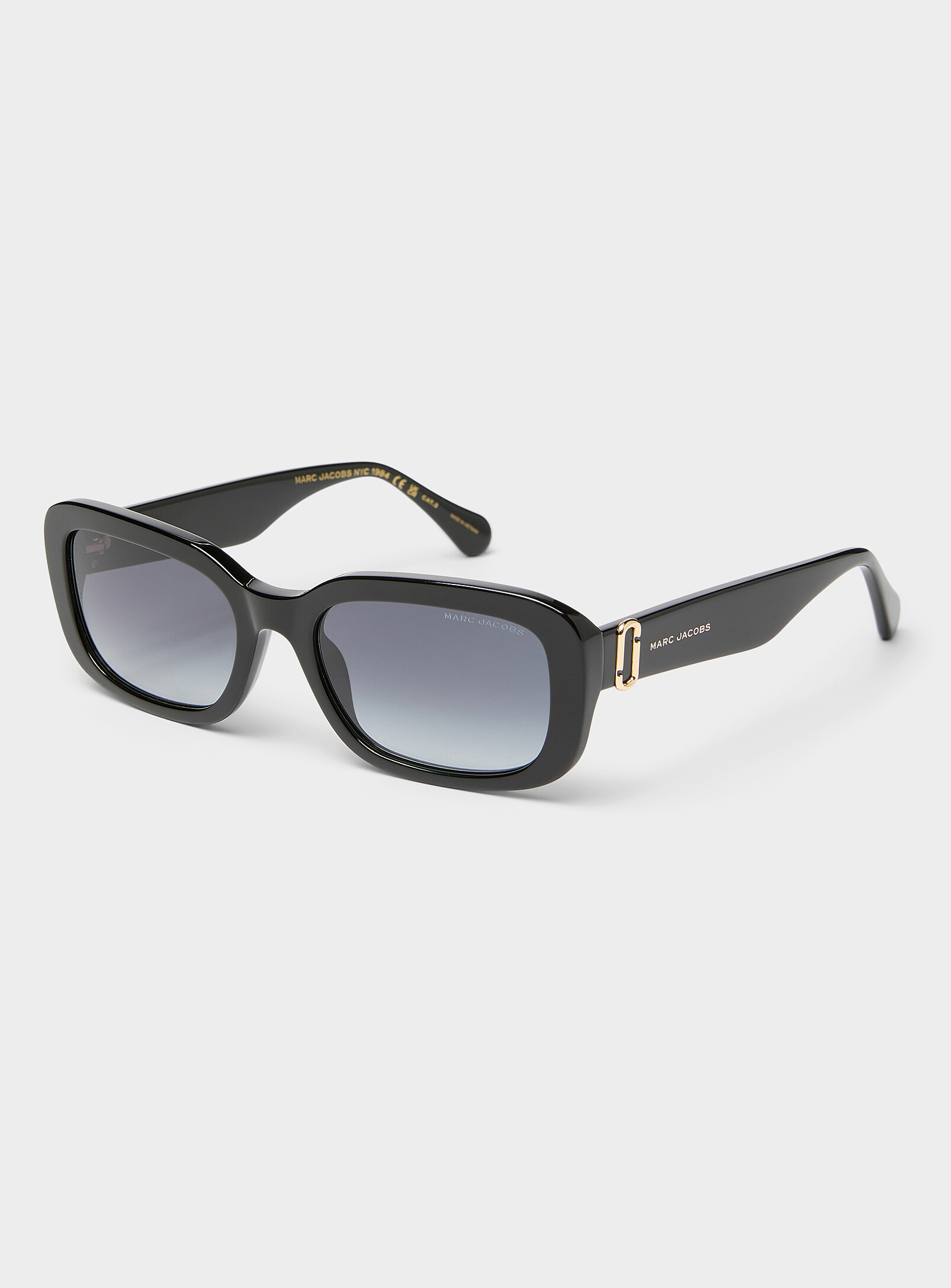 Marc Jacobs - Les lunettes de soleil rectangulaires adoucies (Femme, Noir)