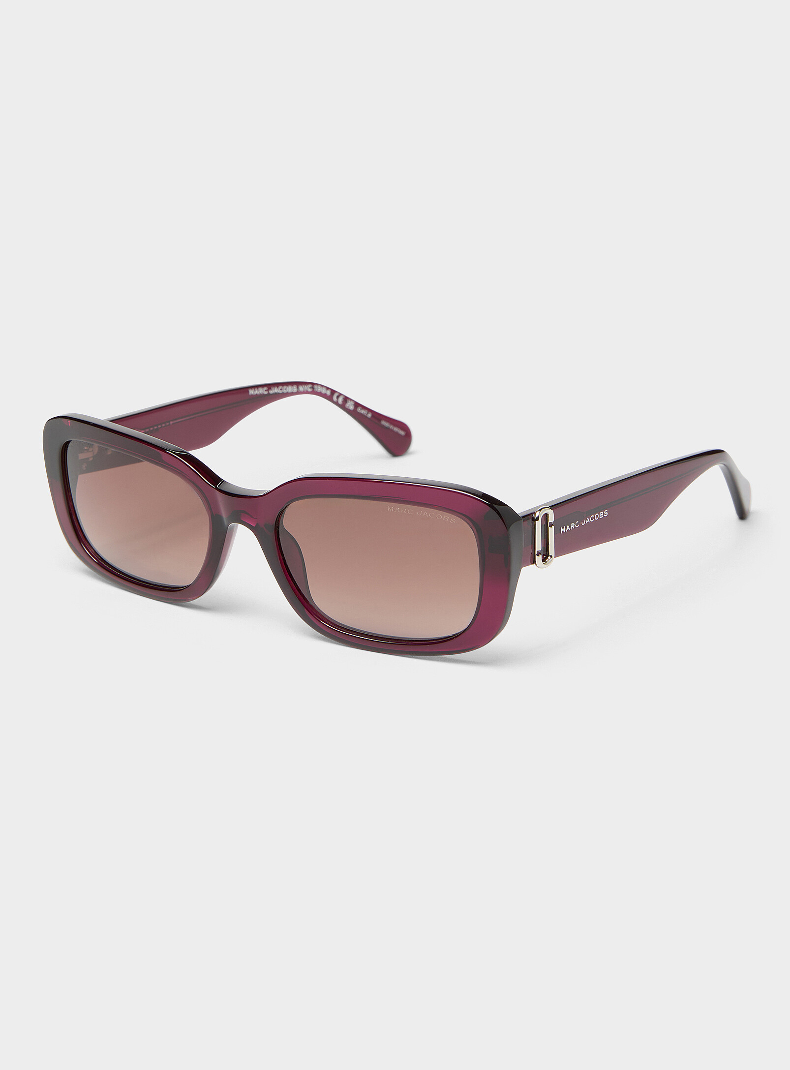 Marc Jacobs - Les lunettes de soleil rectangulaires adoucies (Femme, Rouge)