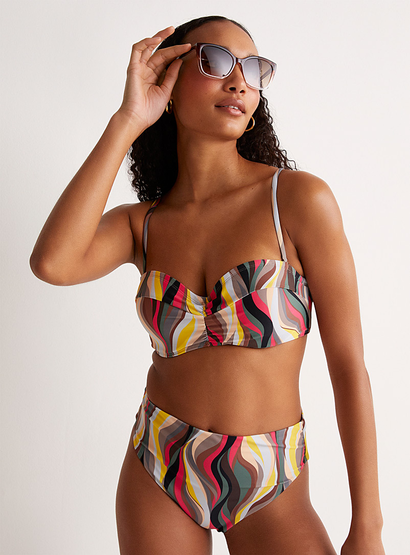 Byron Bay: Le bikini taille haute rayures ondulées Grace Assorti pour femme