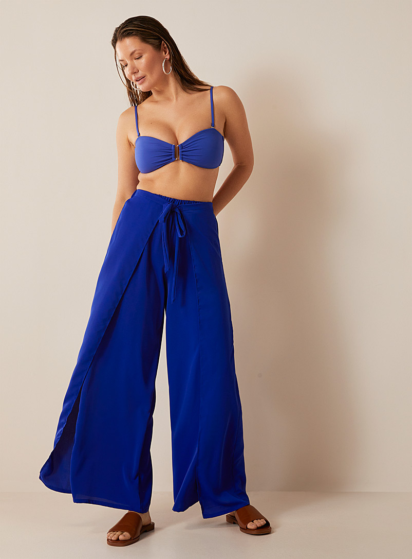 Byron Bay Blue Wrap-style beach pants for women