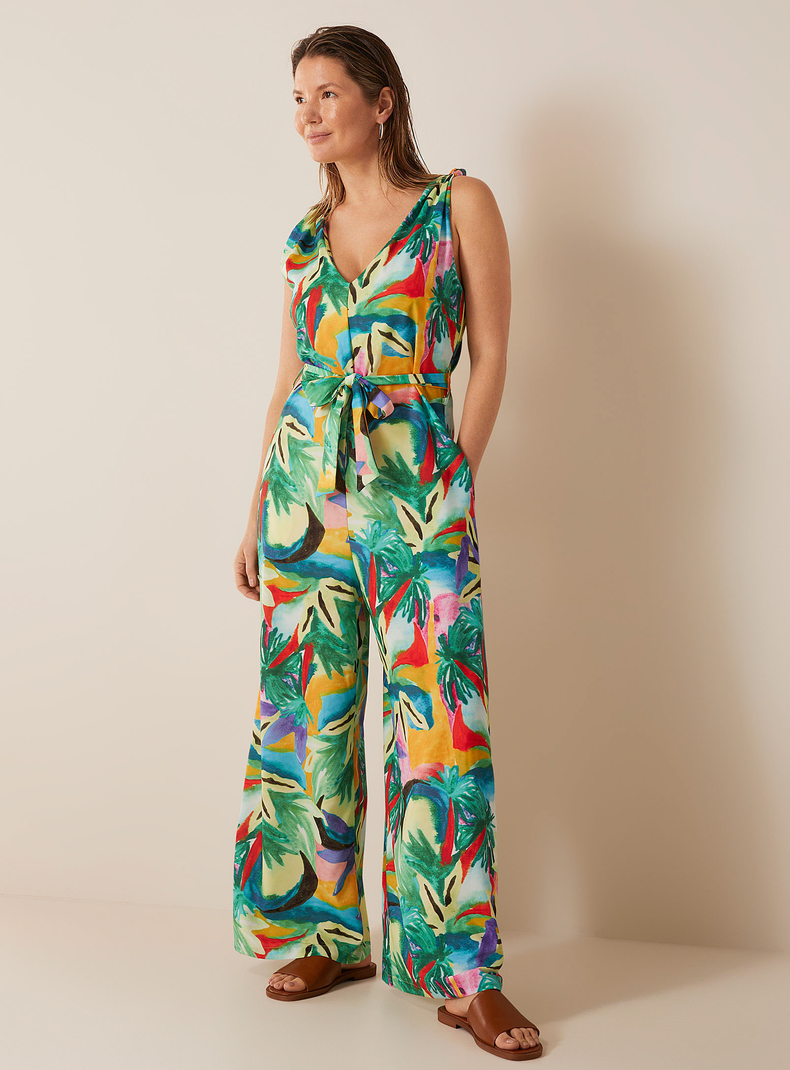 Byron Bay Knotted Strap Beach Jumpsuit In Assorted