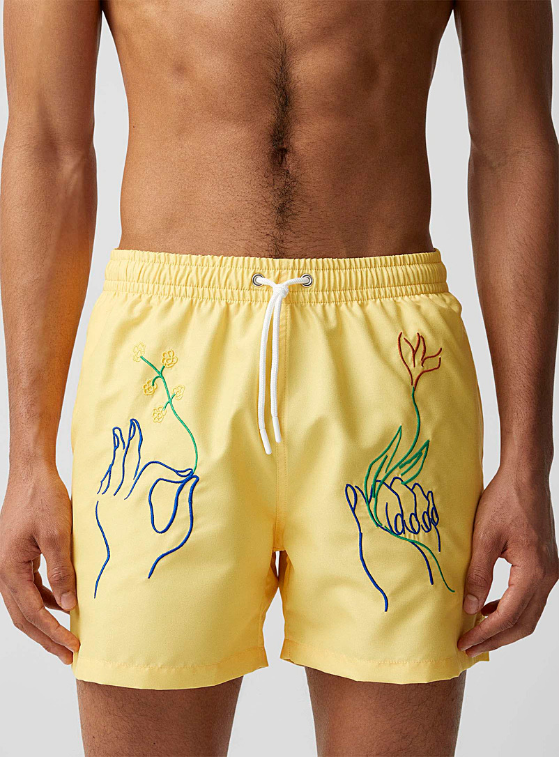 Carne Bollente Golden Yellow Tender hands swim trunks for men