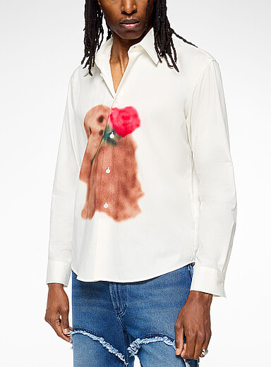 Carne Bollente White Romantic airbrushed dog shirt for men