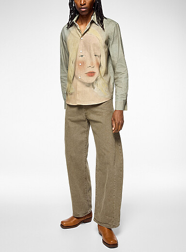 Carne Bollente Green Bambi Eyes cotton-linen shirt for men