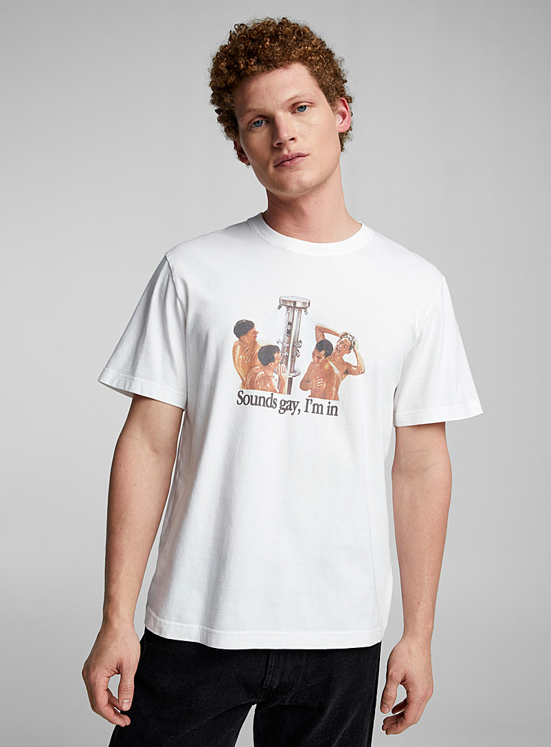 Carne Bollente: Le t-shirt imprimé Sounds Gay I'm In Blanc pour homme