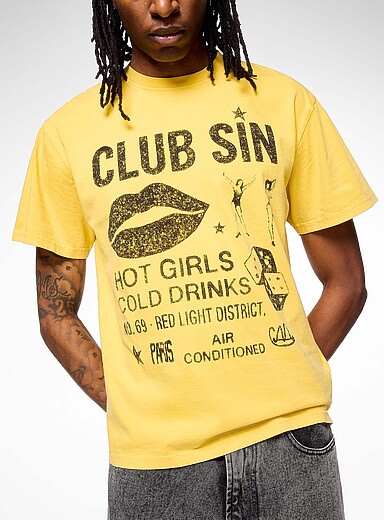 Carne Bollente: Le t-shirt imprim&eacute; Club Sin Jaune tournesol pour homme