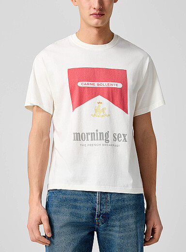 Carne Bollente Off White Breakfast in Bed printed T-shirt for men