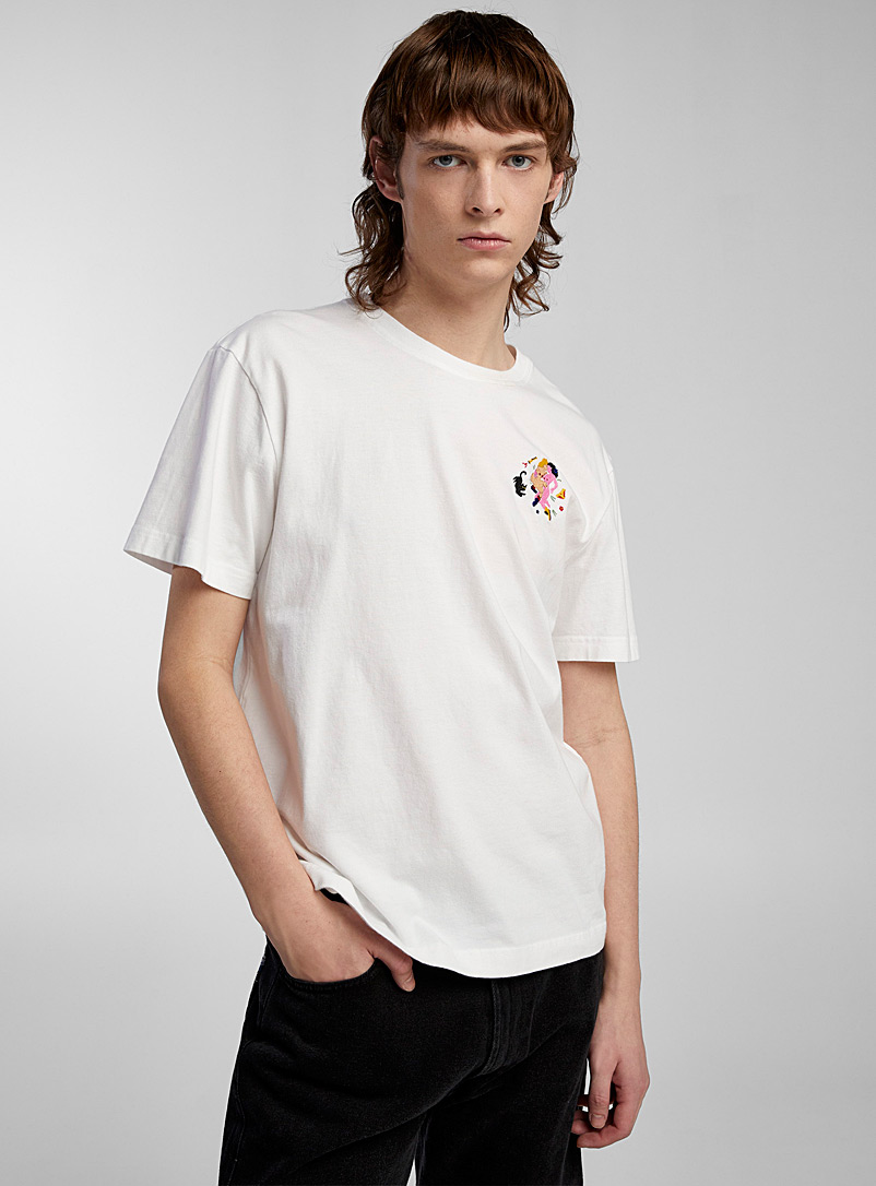 Carne Bollente White Summer Damp embroidered T-shirt for men