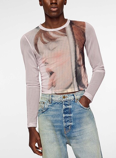 Carne Bollente Patterned Lilac Bambi Breaks Free printed mesh T-shirt for men