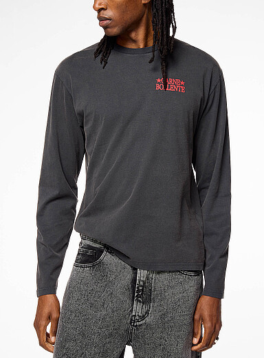 Carne Bollente: Le t-shirt manches longues Lucky Lips Charbon pour homme