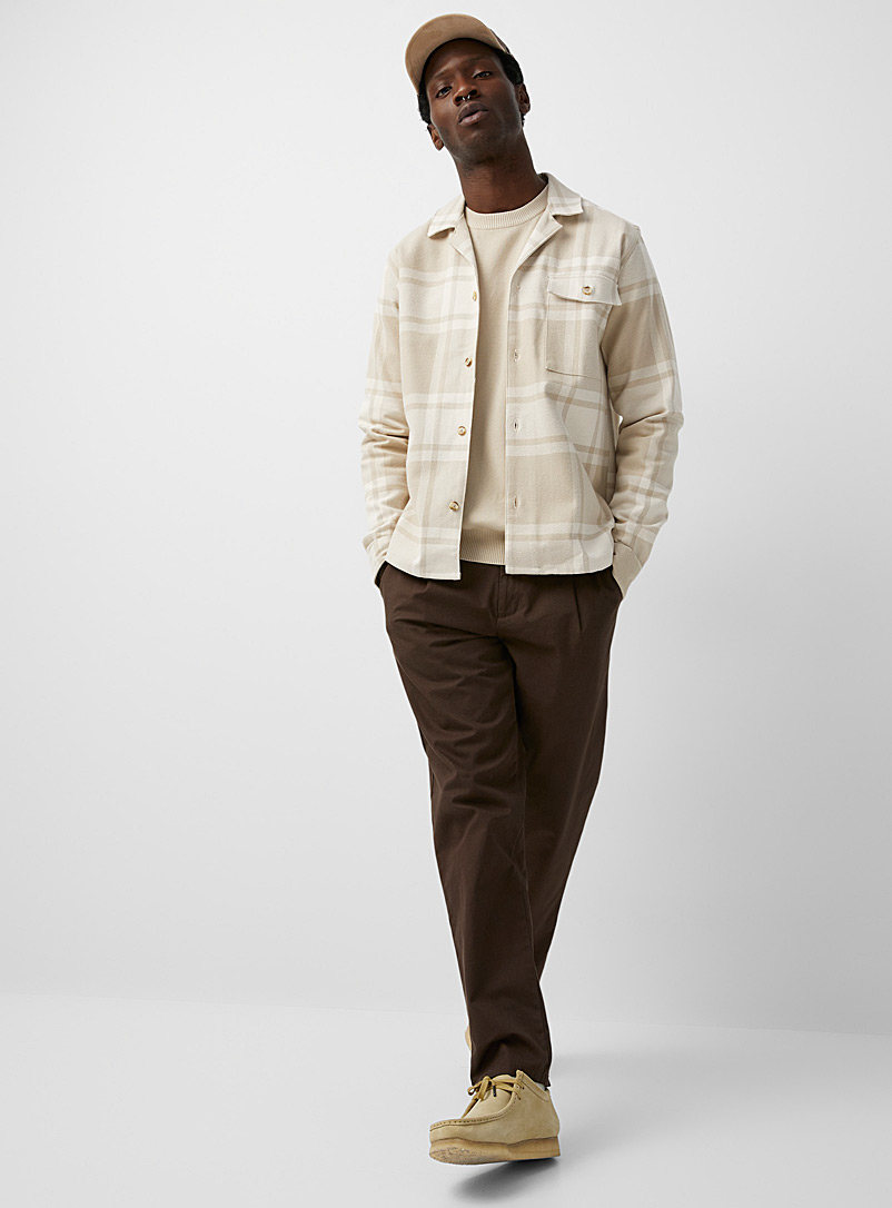 Les Deux Sand Neutral check flannel shirt for men