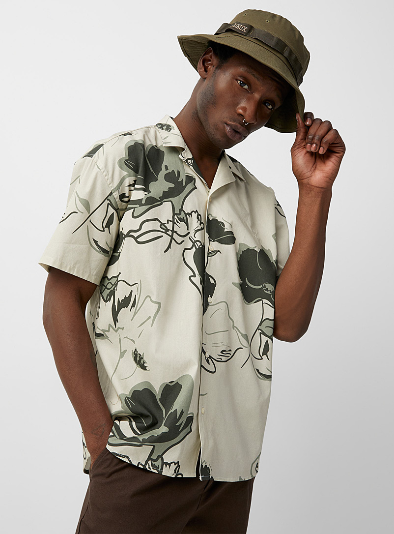 Les Deux: La chemise cabana florale abstraite Kian Ivoire blanc os pour homme