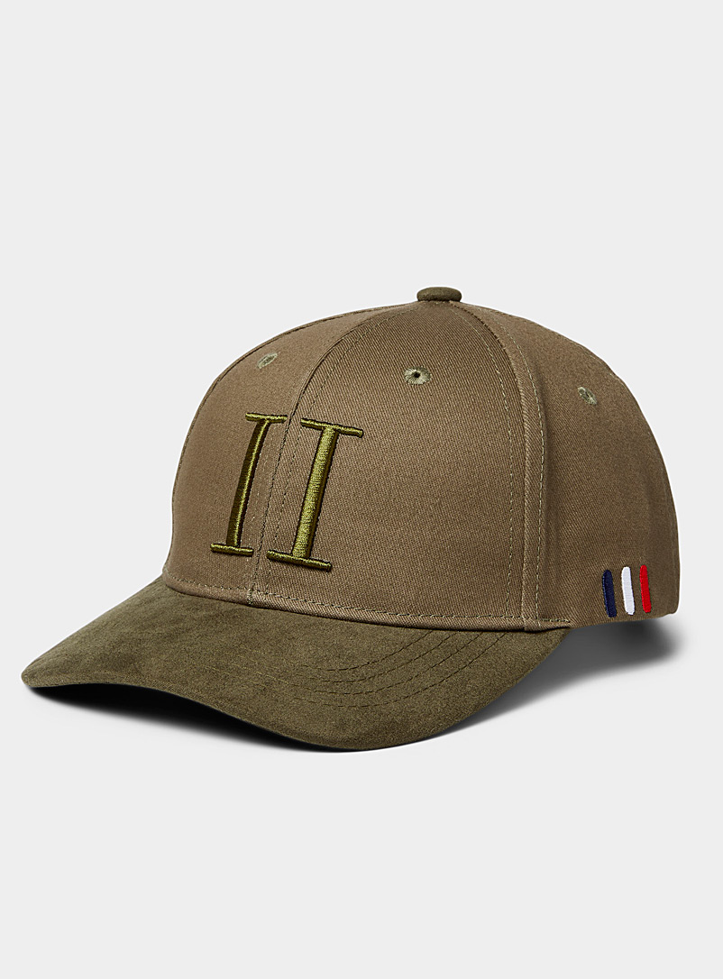 Les Deux Mossy Green Suede visor baseball cap for men