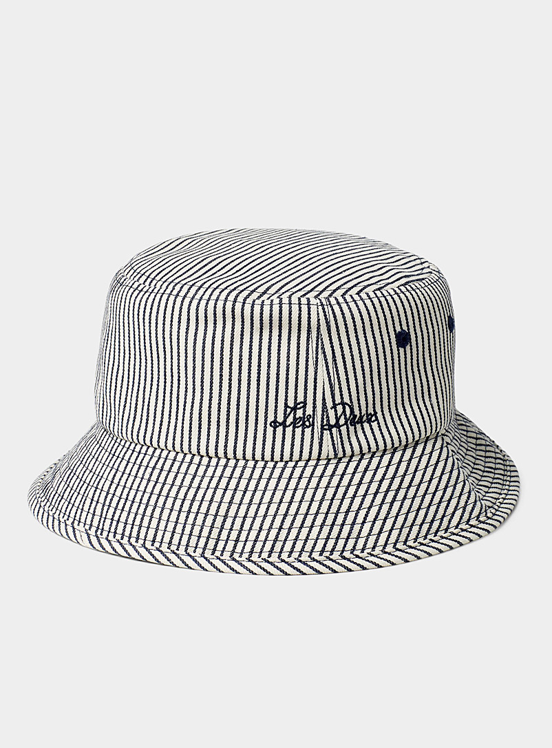 Les Deux Ivory White Pinstripe bucket hat for men