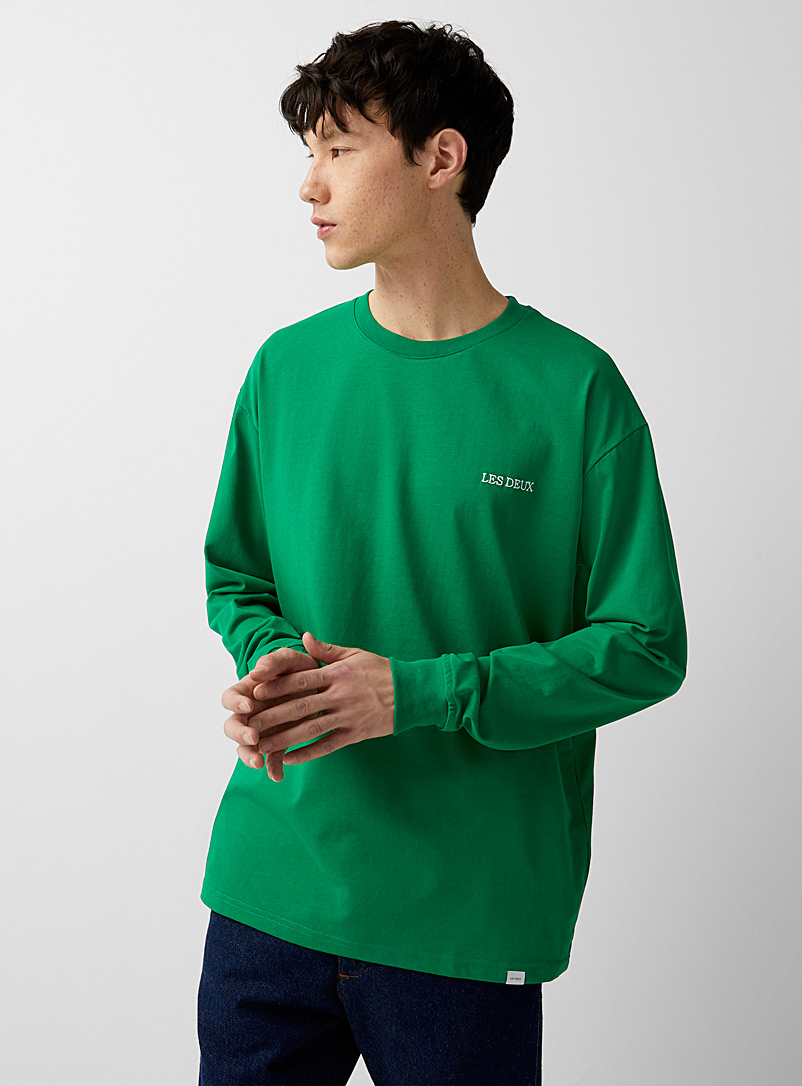 Les Deux Green Long sleeves Diego T-shirt  for men