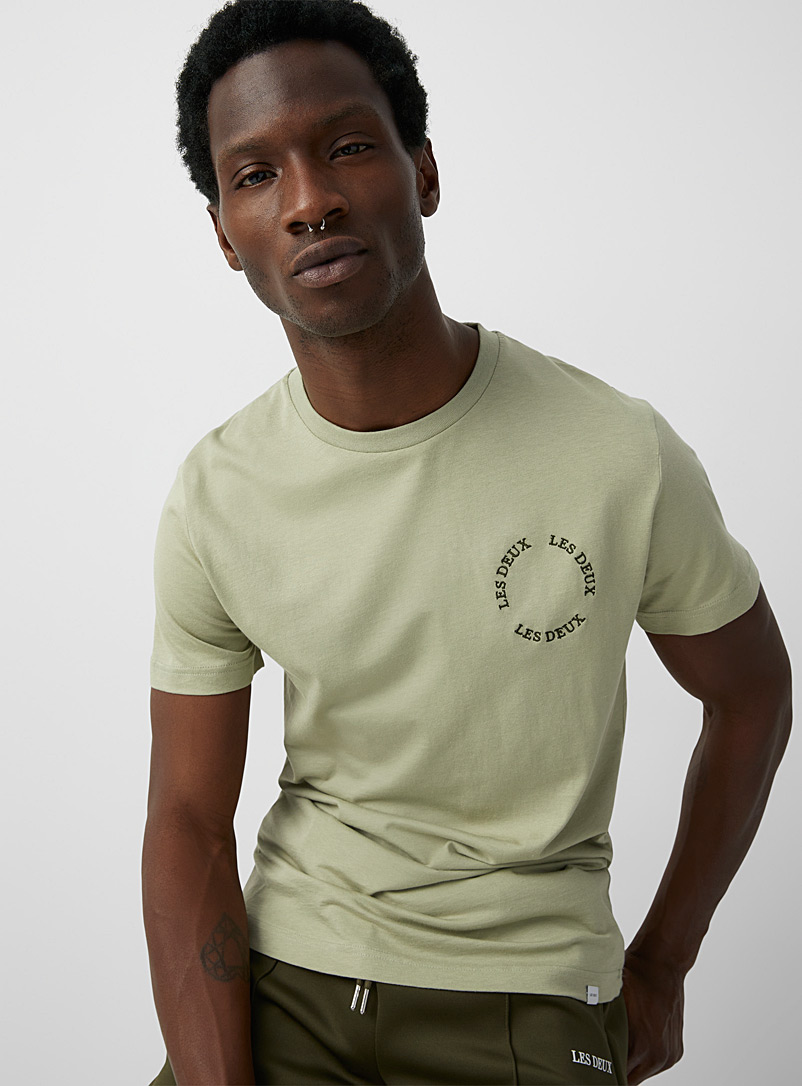 Les Deux Lime Green Circle T-shirt for men