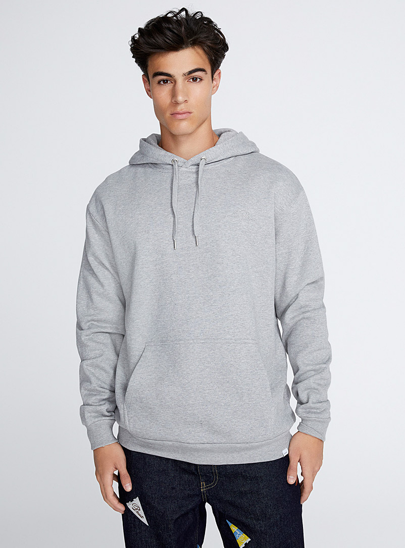 Les Deux Grey Cursive logo hoodie for men
