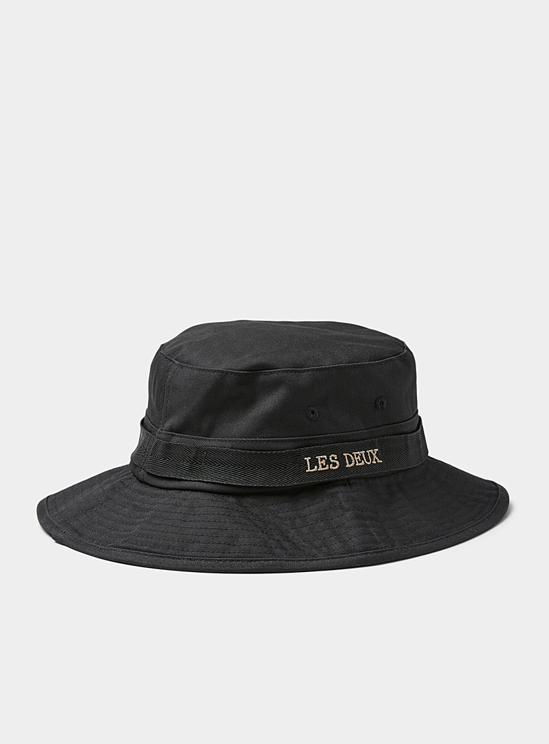 Les Deux Black Logo band organic cotton bucket hat for men