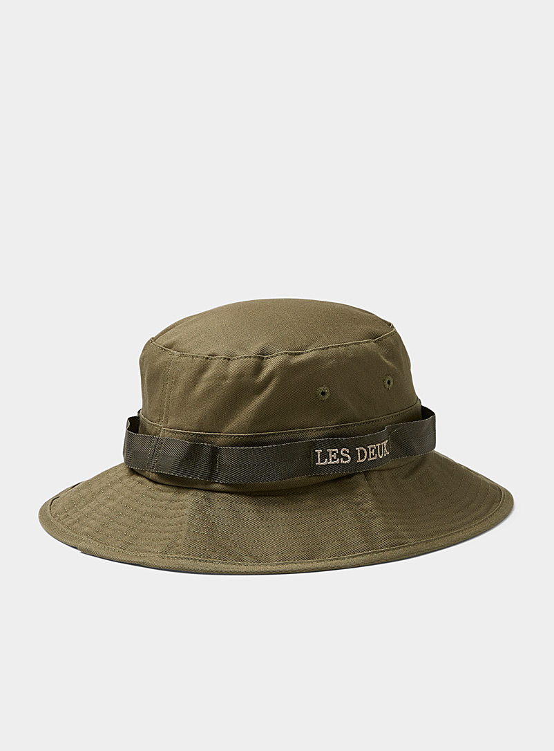 Les Deux Mossy Green Logo band organic cotton bucket hat for men