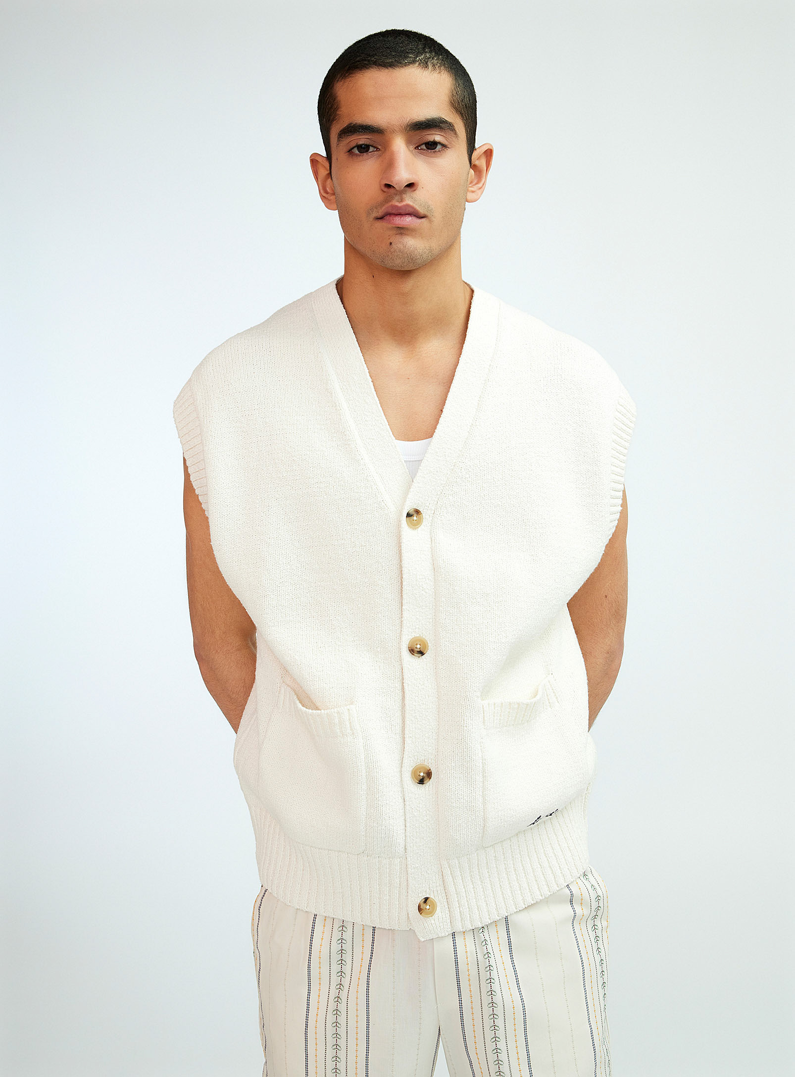 Les Deux Brad Sleeveless Cardigan In Off White