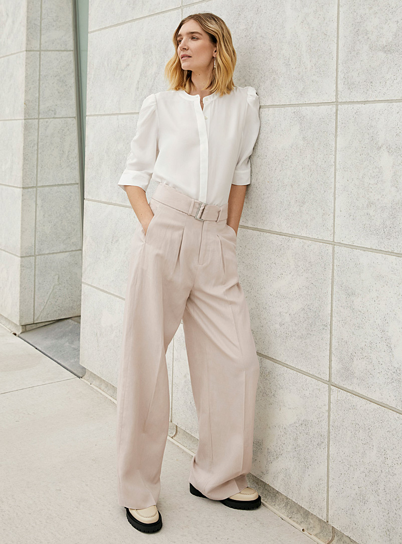 Contemporaine Sand Lightweight belted wide-leg pant for women