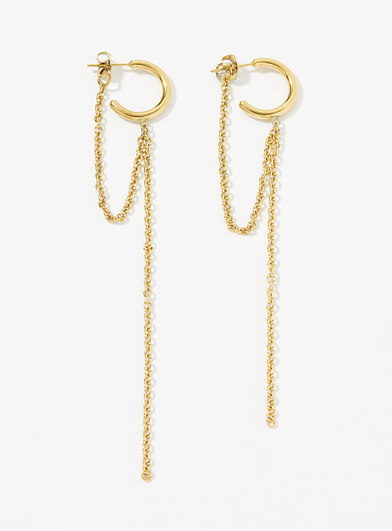 Petit moments.: Les anneaux chaînes dorées Assorti pour femme