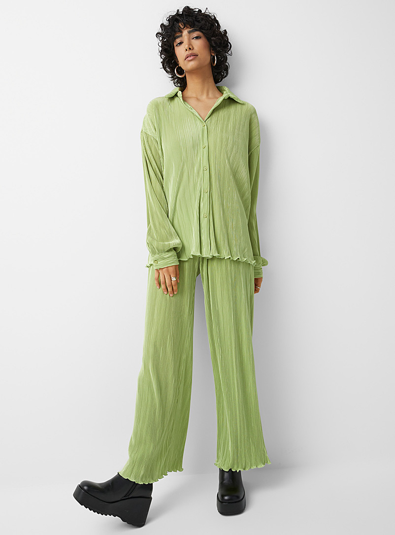 Pantalon plissé à jambe large Leni Vert | Dynamite Pantalon plissé à jambe large Leni Vert | Dynamite