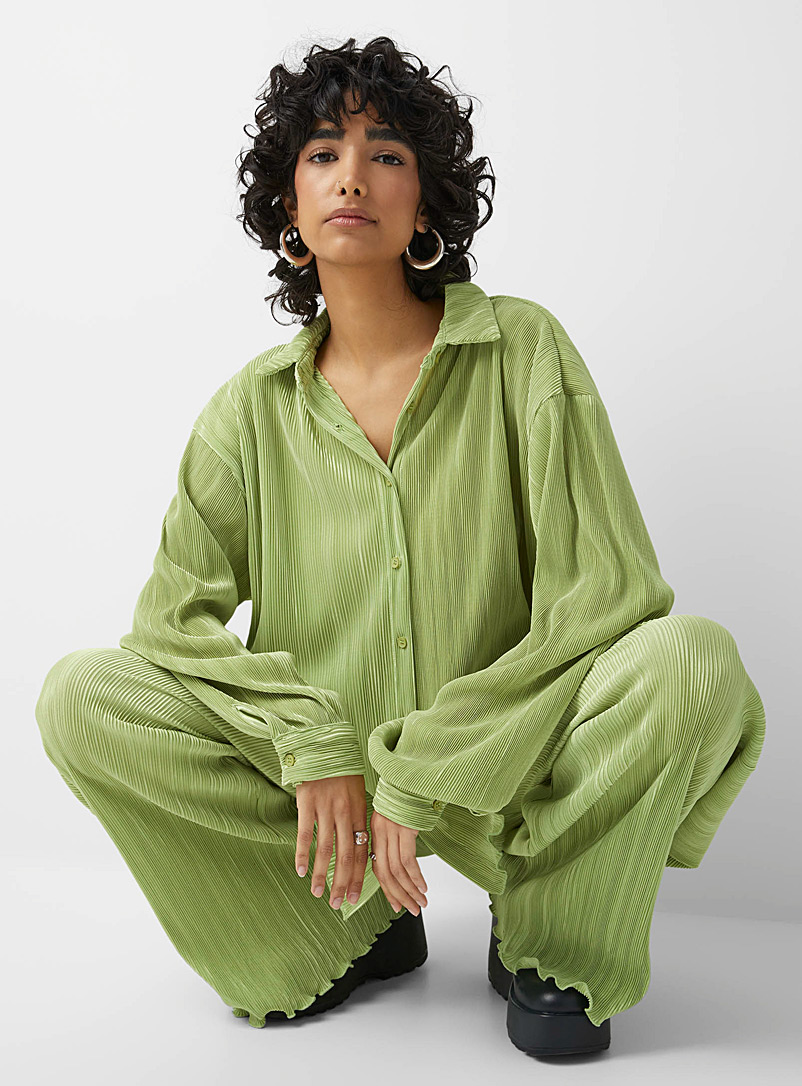 Twik: La chemise plissée vert chartreuse Vert pâle-lime pour femme