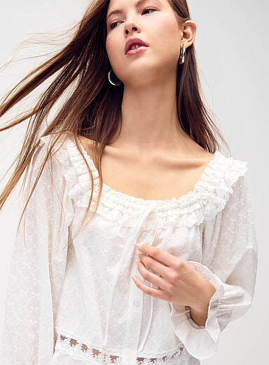 Lace square-neck blouse
