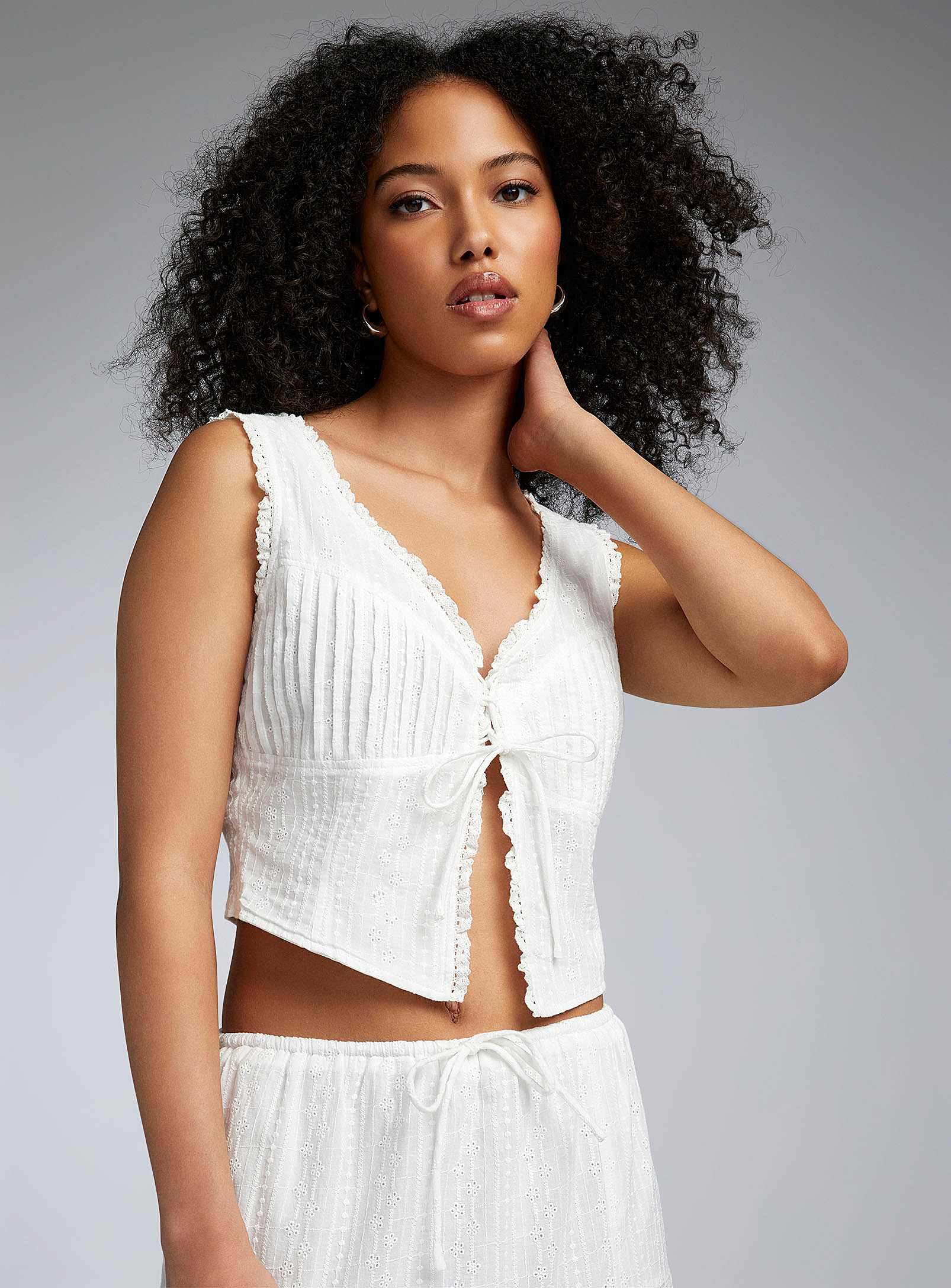 Twik Two Bows Broderie Anglaise Cami In Ivory White