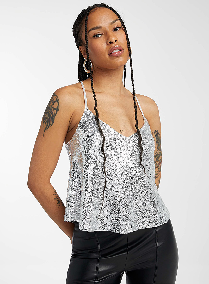 Twik Assorted Cropped sequin cami for women