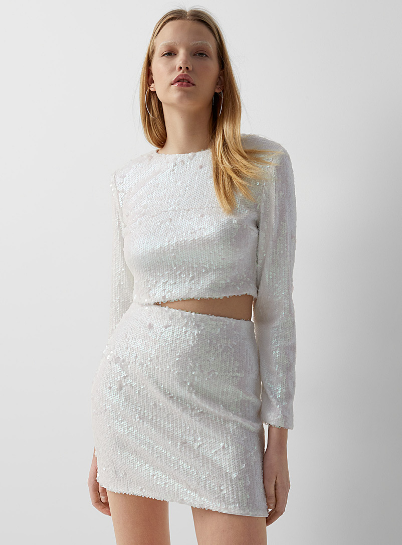 Twik White White iridescent sequins miniskirt for women