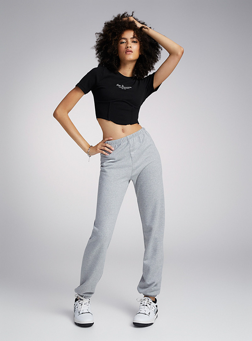 Twik Grey Terry-lined sweatpant for women