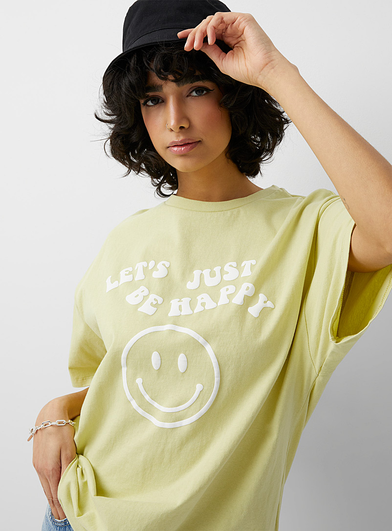Twik: Le t-shirt imprimé estampé Vert pâle-lime pour femme
