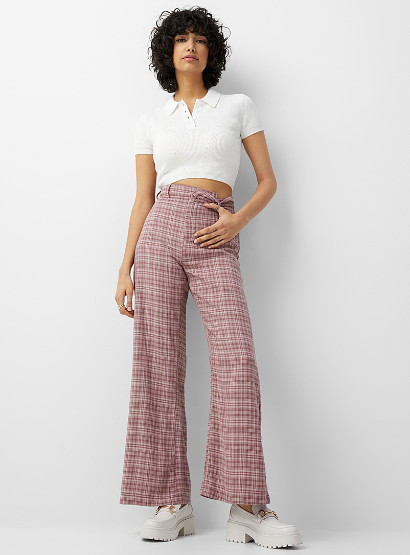 Twik Patterned Crimson Mini-checkers flared pant for women