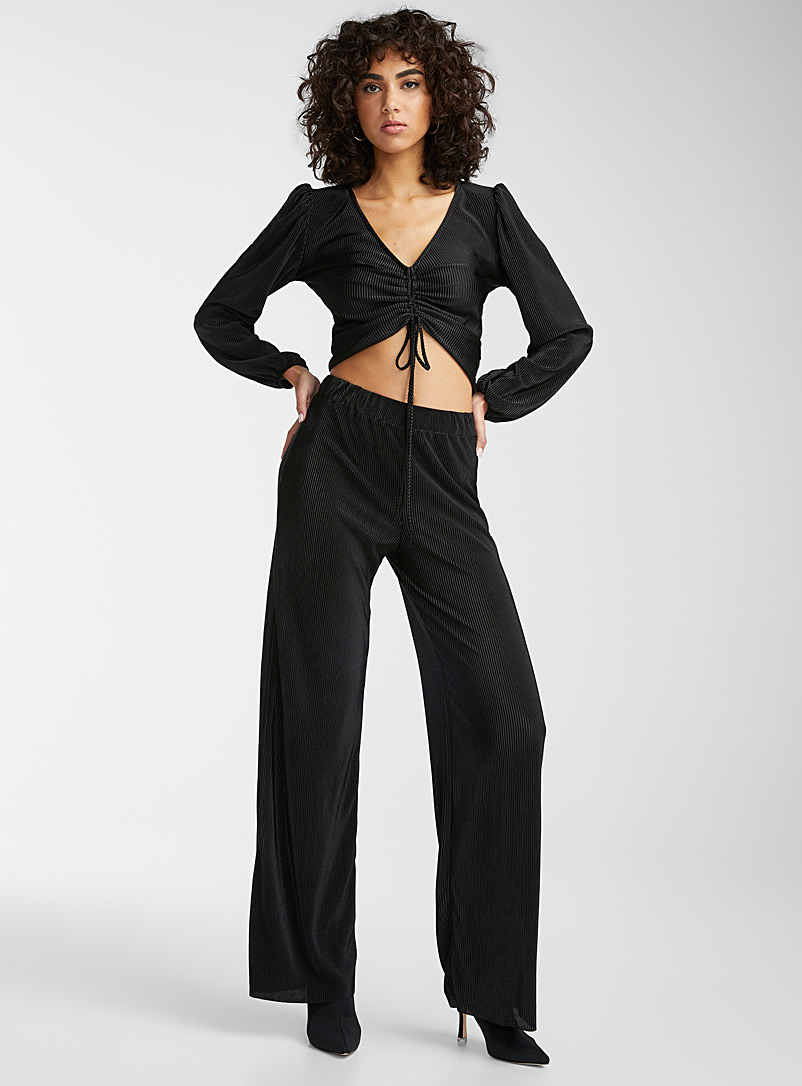 Icône Black Pleated wide-leg pant for women