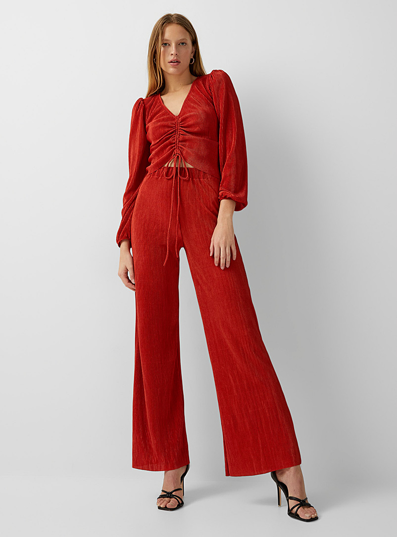 Icône Red Pleated wide-leg pant for women