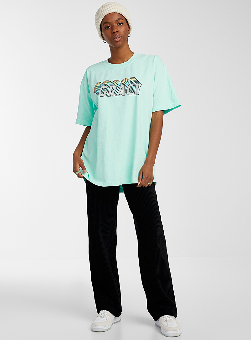 Twik: Le t-shirt ample Grace Vert pâle-lime pour femme