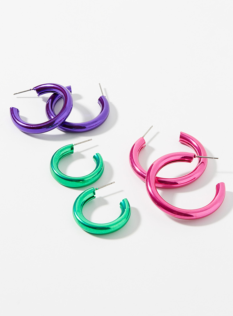 Simons Assorted Saturated colour hoops Set of 3 pairs for women