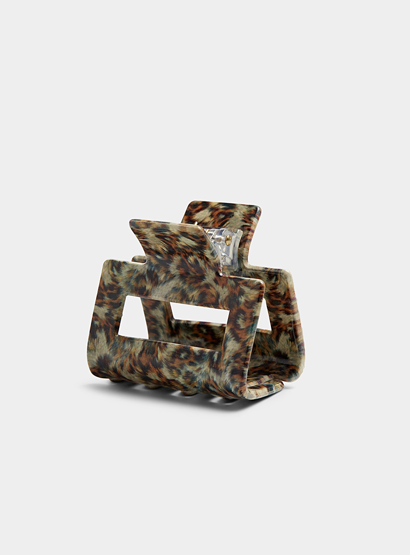 Simons Patterned Brown Naturalistic-pattern square clip for women