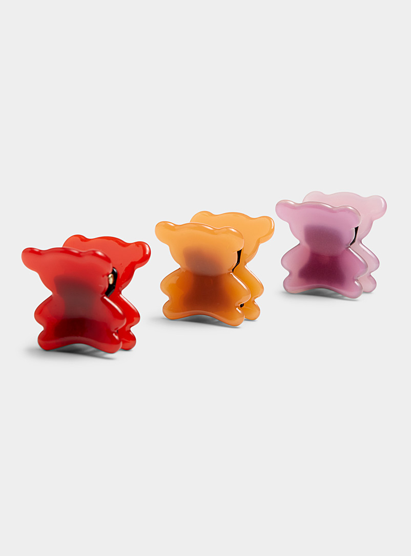 Simons Assorted Gummy bear clips Set of 3 for women